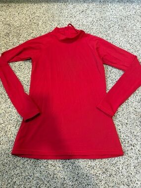 Athleta North Point RashGuard Women's Red Long-Sleeve Mock Neck